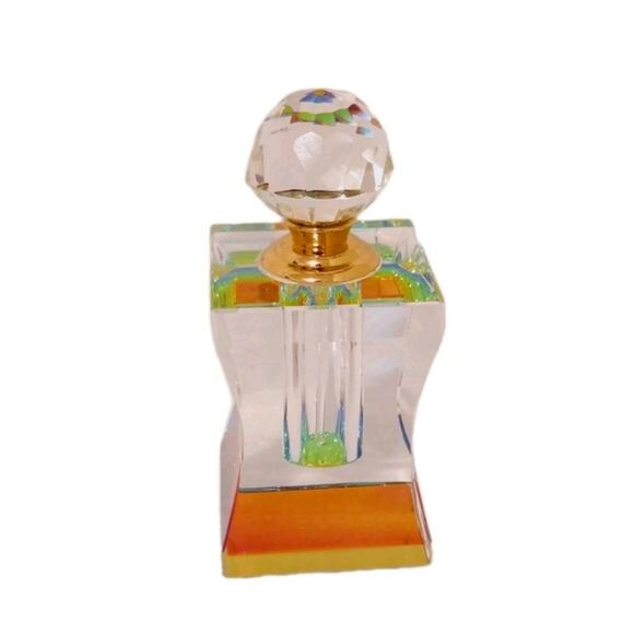 Rainbow Clear Prism Crystal Faceted Perfume Fragrance Oil ArtGlass BottleStopper - Picture 1 of 10